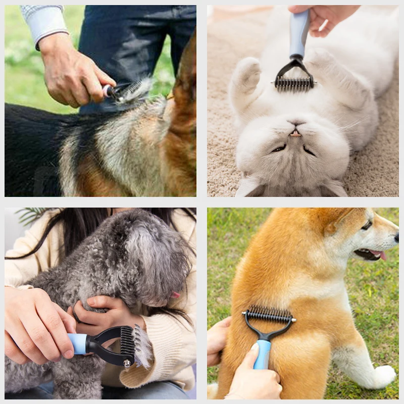 Расческа для удаления шерсти домашних животных двусторонняя щетка с узлом