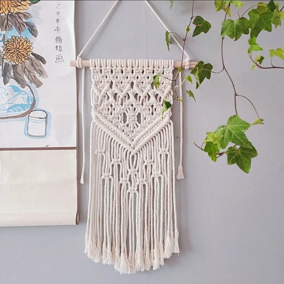 

Nordic Handmade Woven Macrame Bohemian Wall Hanging Tapestry with Tassels for Kids Room Nursery Bedroom Baby Shower Girl Gift