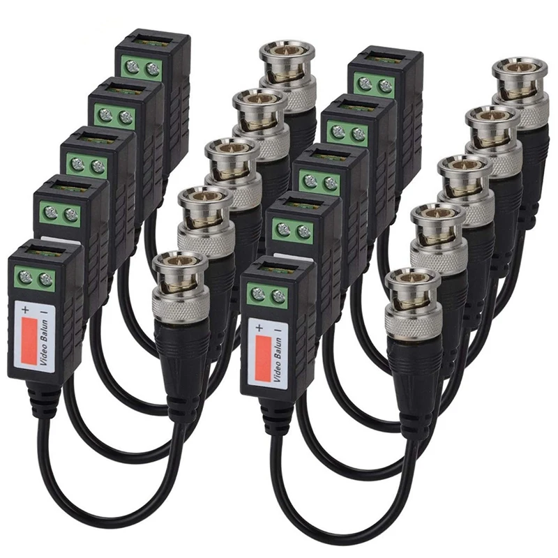 

Video Balun Connectors Passive 8 Pairs Cat5 HD Mini CCTV BNC Video Balun Transceiver Cable For BNC Male Cable Via CAT6
