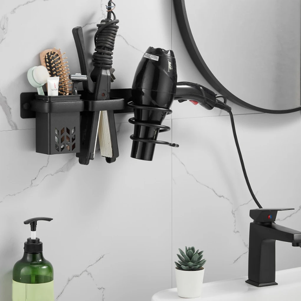 

Hair Dryer Holder Wall Mounted Curler Shelf Storage Hairdressing Brush Shelves Bracket Bathroom Washroom Organizer