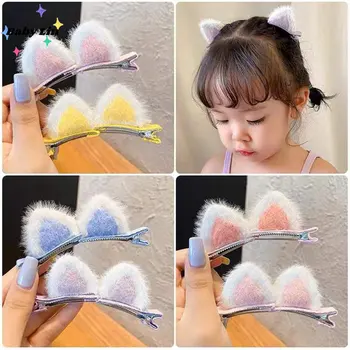 2Pcs/Set New Cute Solid Rabbit Ears Hair Clips for Baby Girls Handmade Kawaii Hairpin Barrettes Headwear Kids Hair Accessories 1