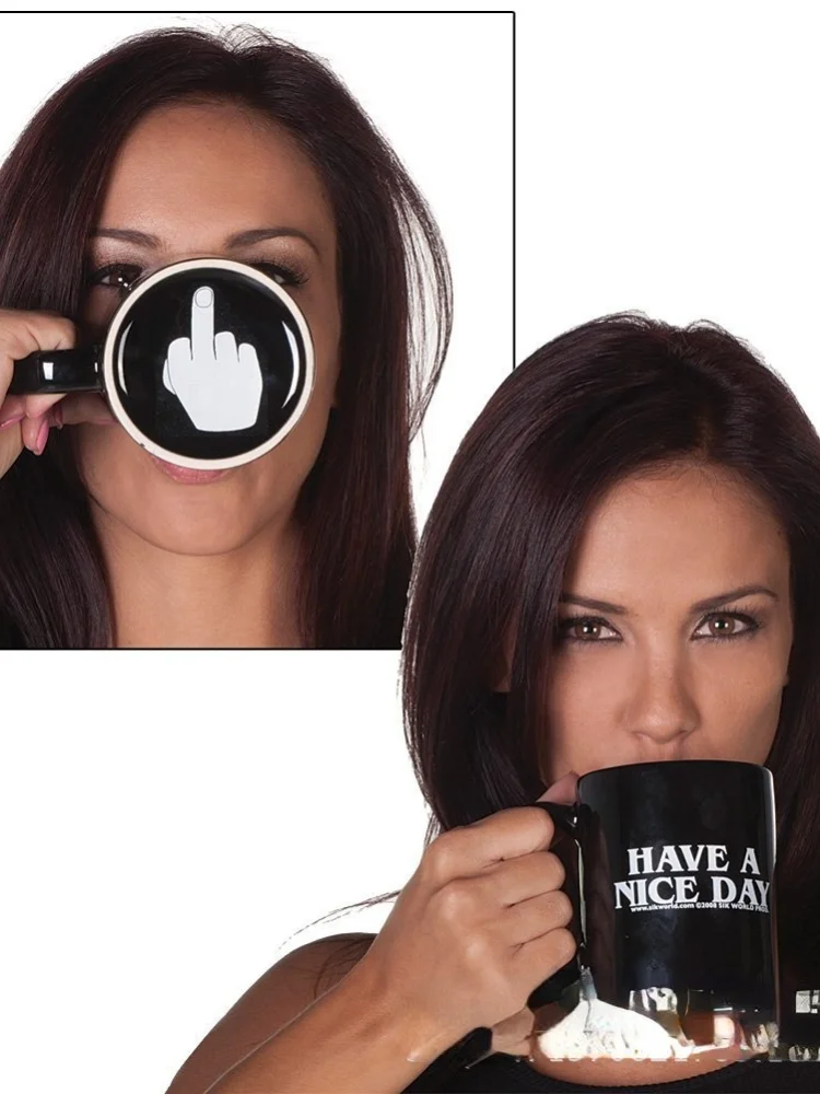 

2021 Creative Have A Nice Day Coffee Mug Middle Finger Funny Cup for Coffee Milk Tea Cups Novelty Gifts Mugs Coffee Cups