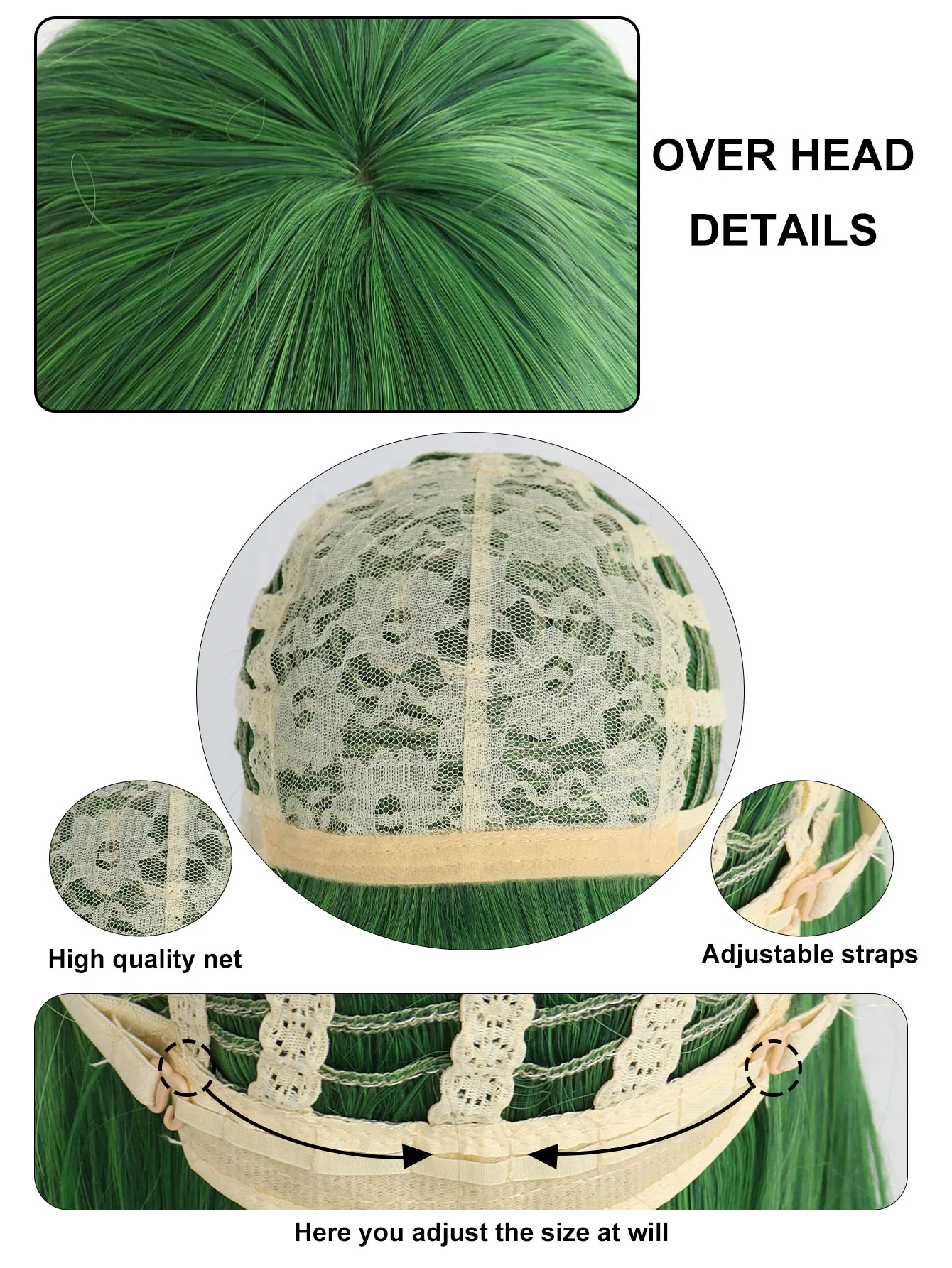 Синтетический короткий прямой зеленый Косплей волнистый парик для Хэллоуина