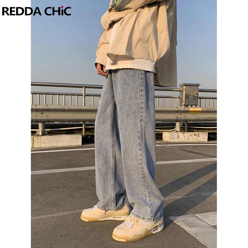 

REDDACHiC Men Baggy Jeans Y2k Wide Pants Casual Hip Hop Streetwear Korean Straight Long Trousers Grunge Cyber Harajuku Fashion