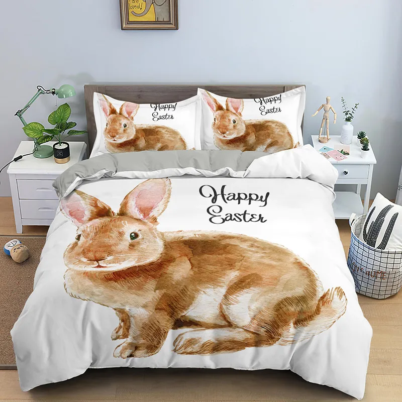 

Cartoon Cute Dog/Rabbit Bedding Set Single Twin 90/135/150 Bed Cover 240×220 Duvet Cover For Girl Boy Kid Teens Gift Nordic King