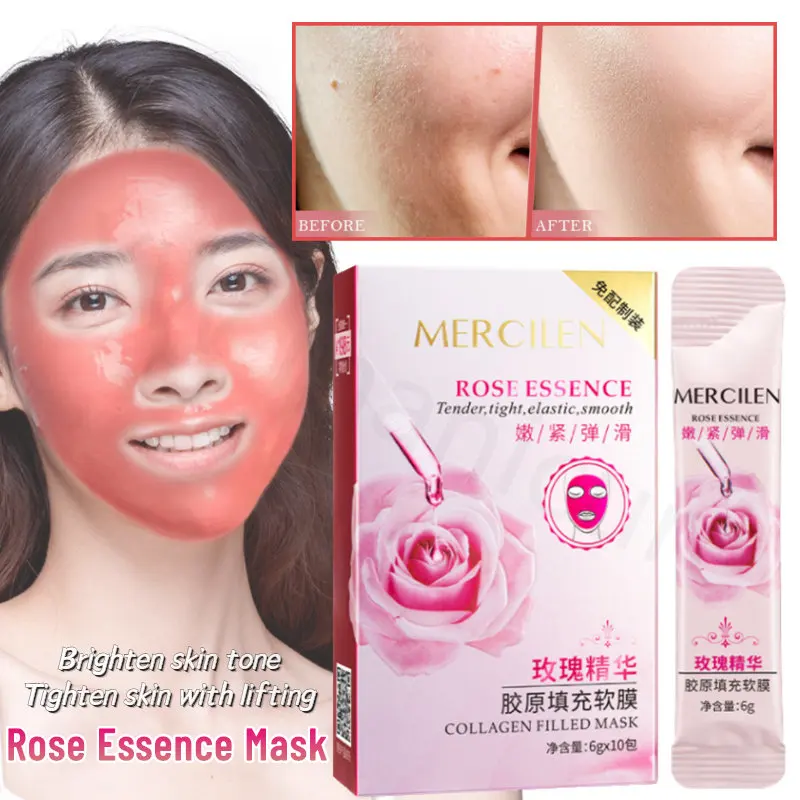 

Rose Essence Collagen Filled Soft Film Hydrating and Moisturizing Lining Firming Skin Rejuvenating Tearing Mask Skincare