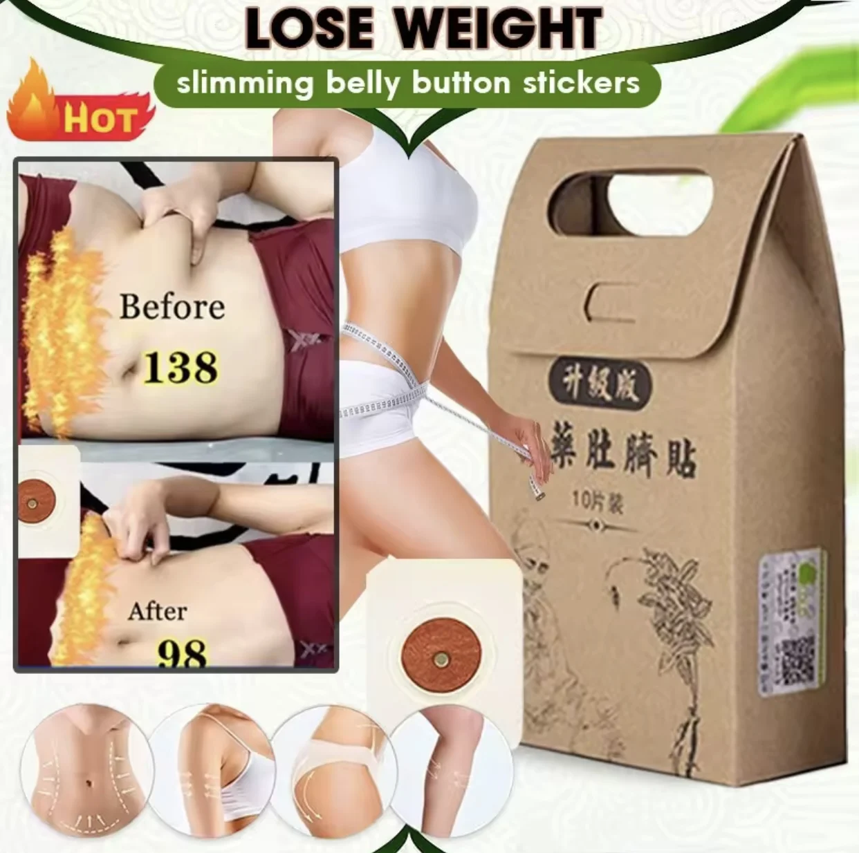 

Healthy Slimming Chinese Medicine Weight Loss Navel Sticker Magnetic Slim Detox Adhesive Sheet Fat Burning Diet Patch Pads