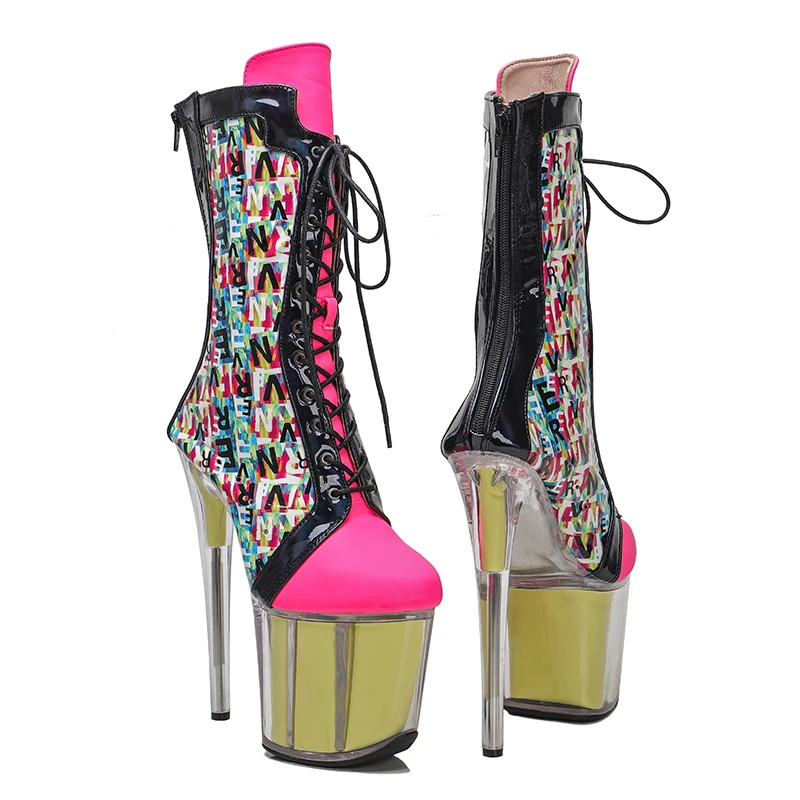 Leecabe  20CM/8inches PU Upper  Pole dancing shoes High Heel platform Pole Dance boot