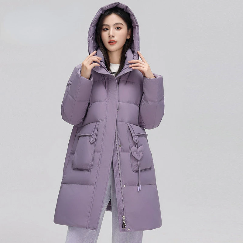 Новинка 2023 женский пуховик зимнее пальто женская парка средней длины свободная