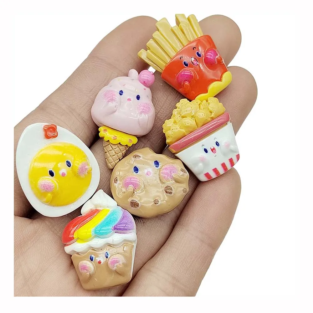 

Кавайные Мультяшные яйца из смолы, мороженое, картофель фри, кабошон с плоским основанием, мини фигурка еды, Скрапбукинг «сделай сам», домаш...