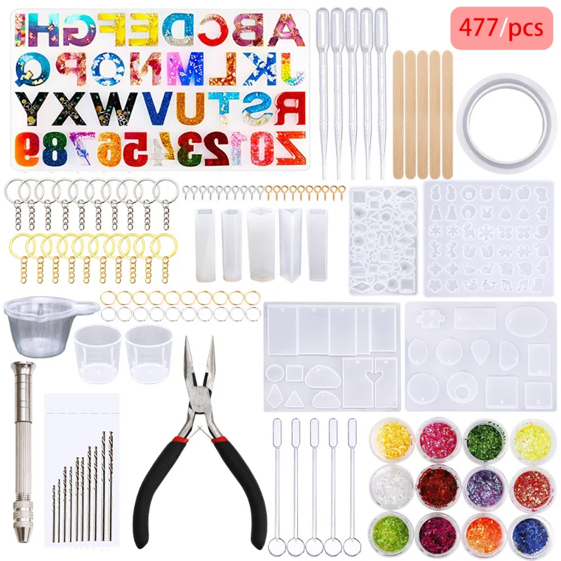 477pcs Silicone Mold Sets with Letter Bead Combination DIY Pendants Jewelry Making Accessories Tool Supplies Materials New