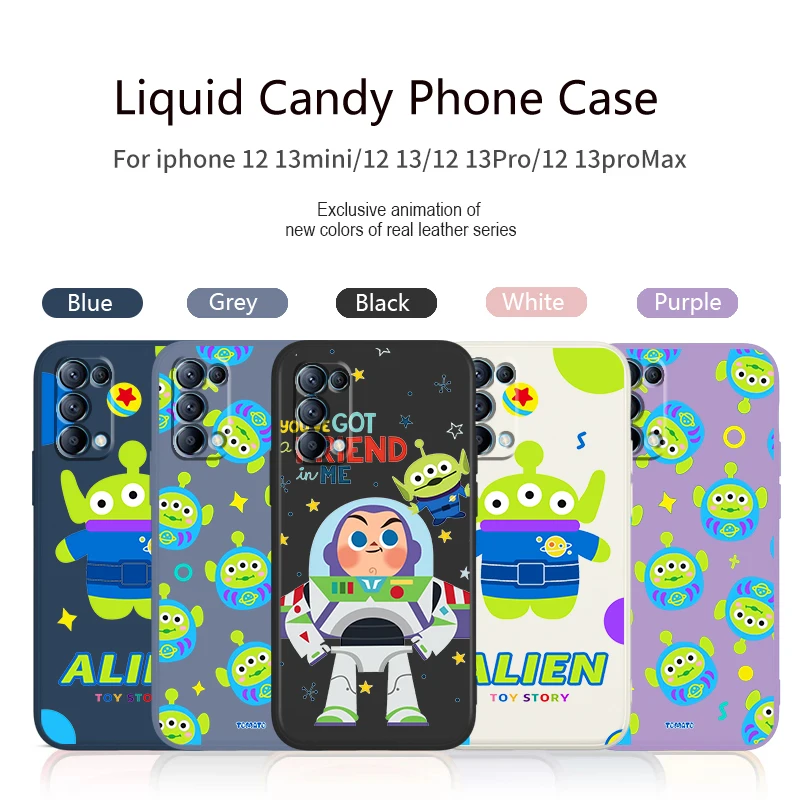 

Cute Toy Story Phone Case For OPPO Find X5 X3 X2 neo Pro Lite A5 A9 2020 A96 4G 5G Liquid Rope Candy Color Cover Soft Coque Capa