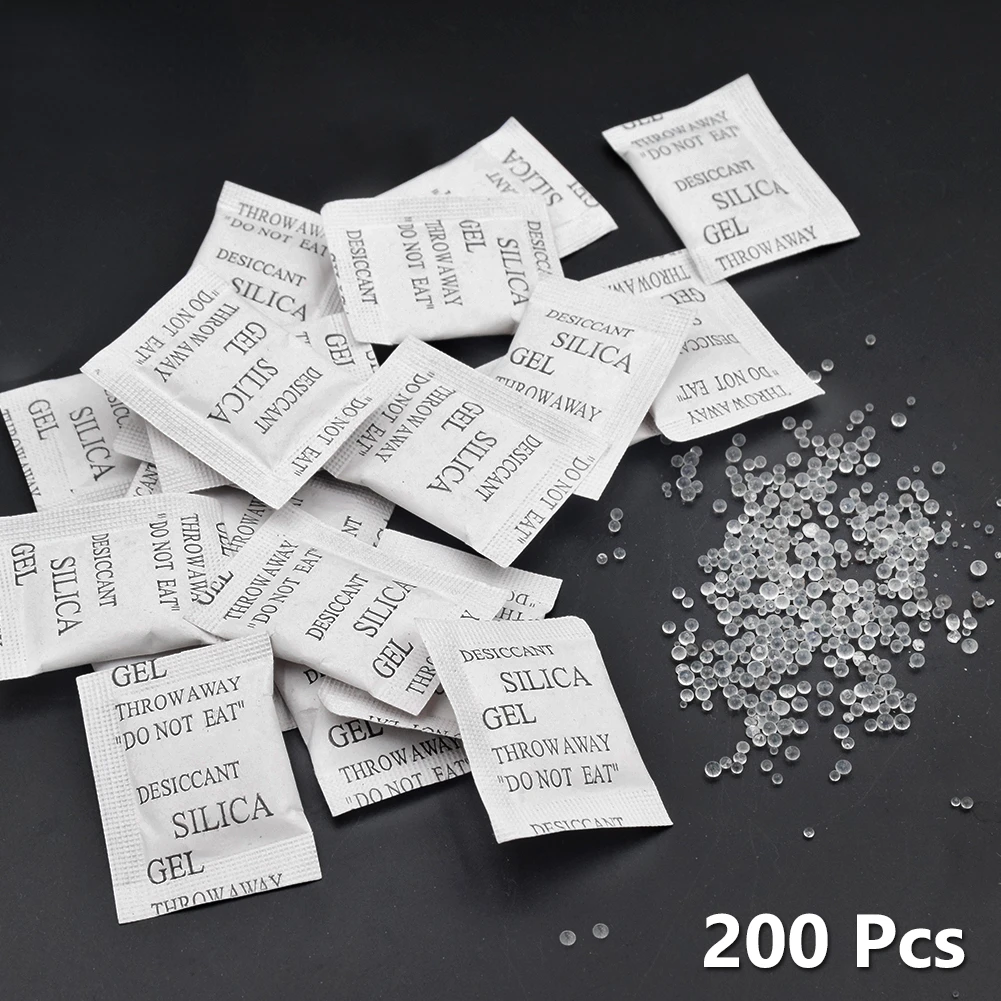 

200pcs/Pack Non-Toxic Silica Gel Sachets Desiccant Pouches Drypack Ship Drier Moisture Absorber Dehumidifier For Food Storage