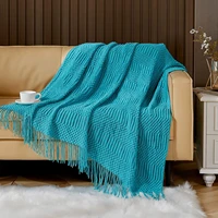 inyahome throw blanket for couch aqua woven knit decorative blankets suitable for all seasons cozy blanket versatile for chair