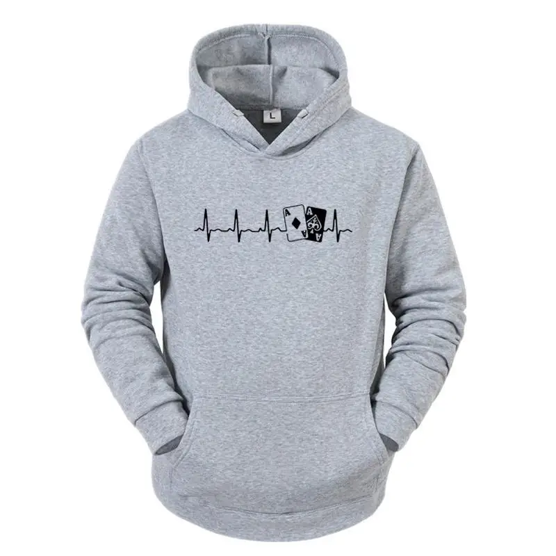 

Autumn Male Poker Heartbeat Hoody Anime Gray For Men Clothes Hoodie Cotton Hip hop Leisure Printed Hoodies Sweatshirt Tops