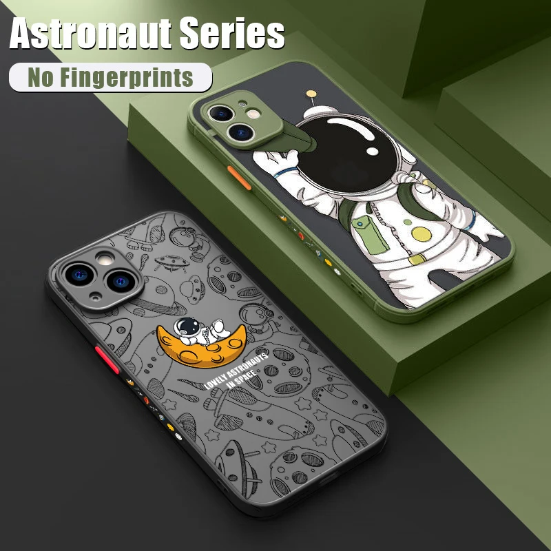 

Luxury Cartoon Astronaut Phone Case For iPhone 11 12 13 Pro MAX 12 13 Mini 7 8 Plus X XR XS MAX SE 2 3 Soft Frame Funda Back