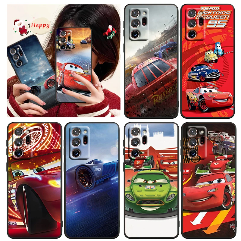 

Lightning McQueen Cars Phone Case Black For Samsung A73 A70 A20 A10 A8 A03 Note 20 10 9 Ultra Lite Plus F23 M52 M21 j7 j6