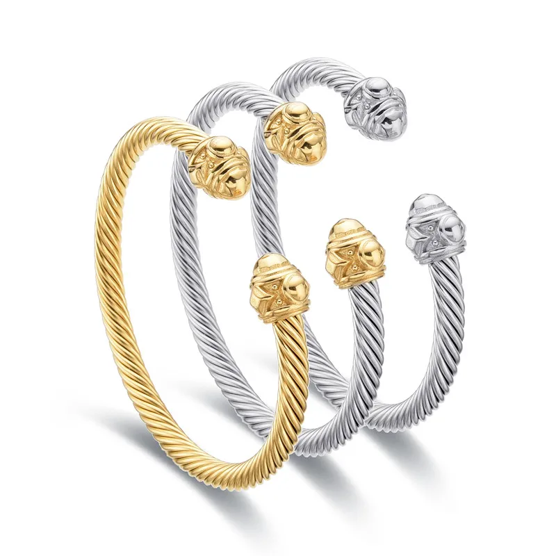 Новый модный Открытый браслет из нержавеющей стали для женщин деликатные