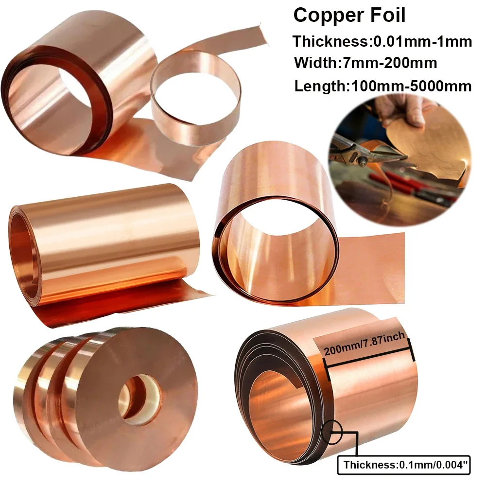 

1 шт. 0,01-1 мм х 7-300 мм х 100-1000 мм 99,9% Чистые медные устройства Cu Металлический лист Фольга Пластина Чистые медные таблетки Материал для металла Искусство