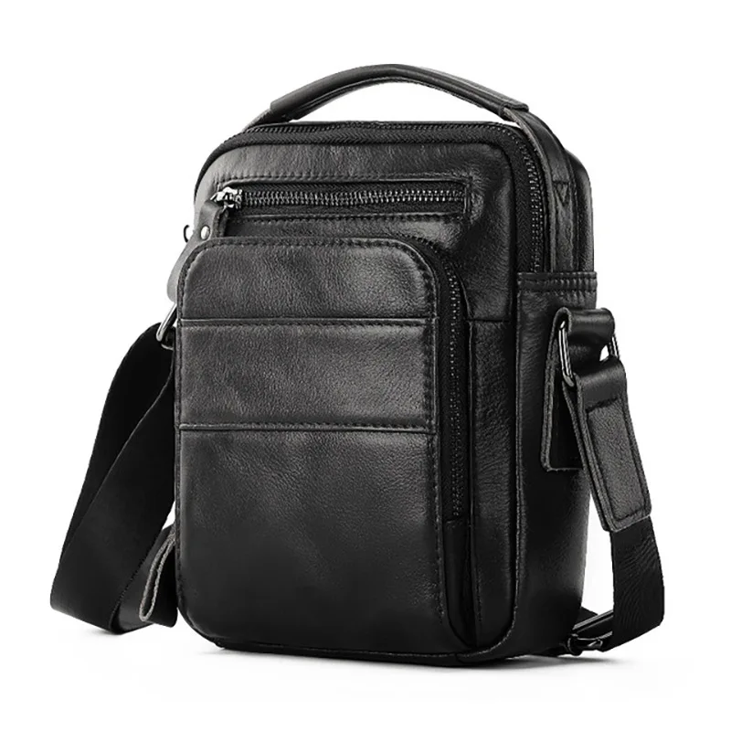 Sling Bag Men Genuine Leather Crossbody Messenger Bags for Male Spliter Leather Shoulder Bag Large Capacity Man's Handbag