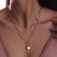 new fashion multi layer tiny pendants necklace for women gold color flat snake chain chockers necklaces collars jewelry