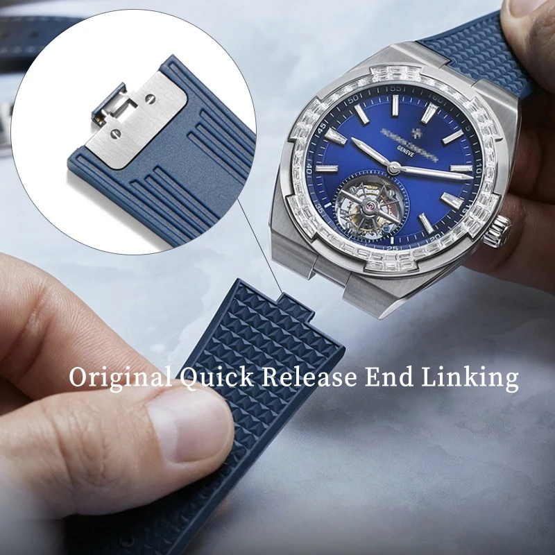 Фото Ремешок для часов Vacheron Constantin Overseas 4500V 5500V 7900V из каучука FKM со стальными концевыми звеньями №5