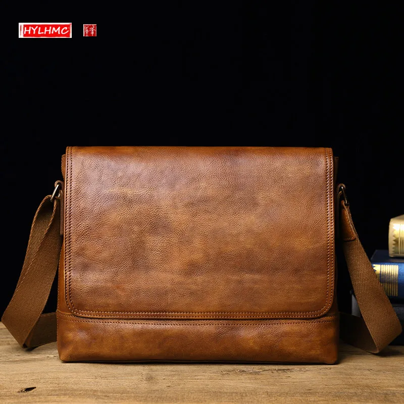 

Genuine Leather Men's Bag Leather Cross-body Bag Men Business Casual Shoulder Messenger Bag Male Handbags Computer School Bags