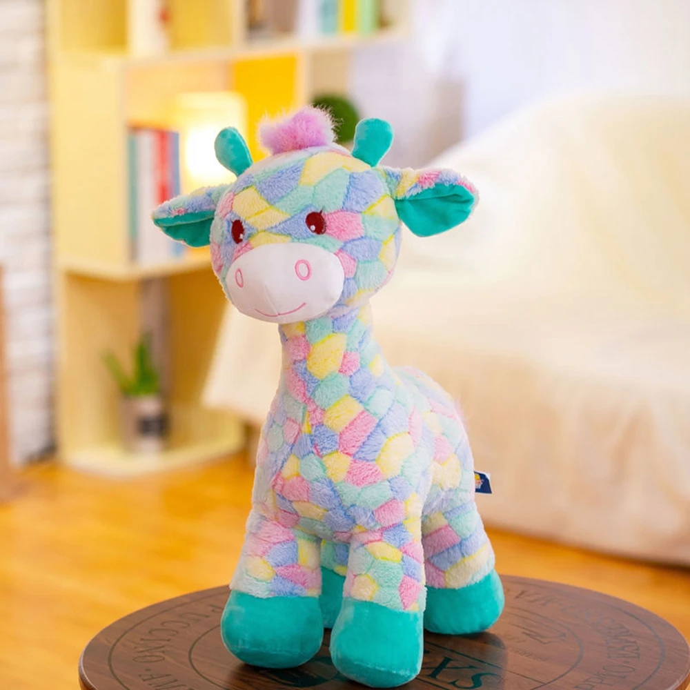 

30CM super soft color fawn plush toy rainbow giraffe doll birthday gift for children