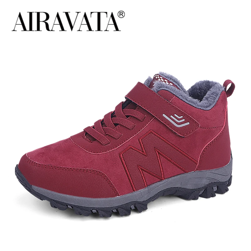 Winter Boots Men Women Plush Sneakers Warmth Walking Shoes Hook Loop Antiskid Unisex Footwear Plus Size 35-45
