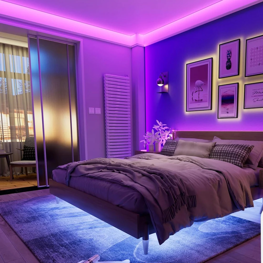 Фото Светодиодная лента Tuya Zigbee COB RGB 12 В 1 м 2 м 3 м 5 м 10 м с регулируемой яркостью для освещения шкафа, спальни, декора для Alexa Google Assistant SmartThings №4
