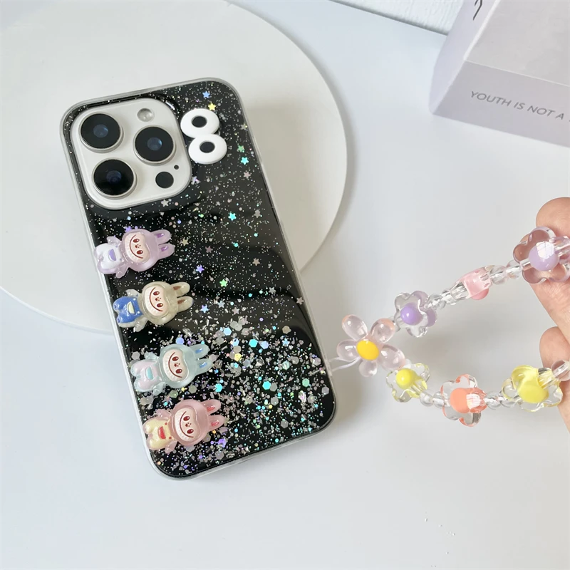 Блестящий чехол для телефона 3D Labubu Samsung Galaxy S25 S24 Ultra S23 S22 Plus S21 S20 FE S10 S9 S8 с блестящей