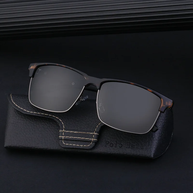Роскошные квадратные винтажные поляризационные солнцезащитные очки для мужчин