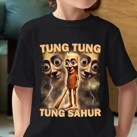 Tung Tung Tung Sahur Design детская футболка Brainrot хлопковая