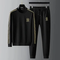 2021 autumn and winter new embroidered sweater set mens european station fashion sports casual pants trend two piece set