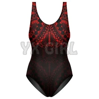 yx girl polynesian one piece swimsuit red 3d printed sexy summer women beach swimsuit cosplay clothes