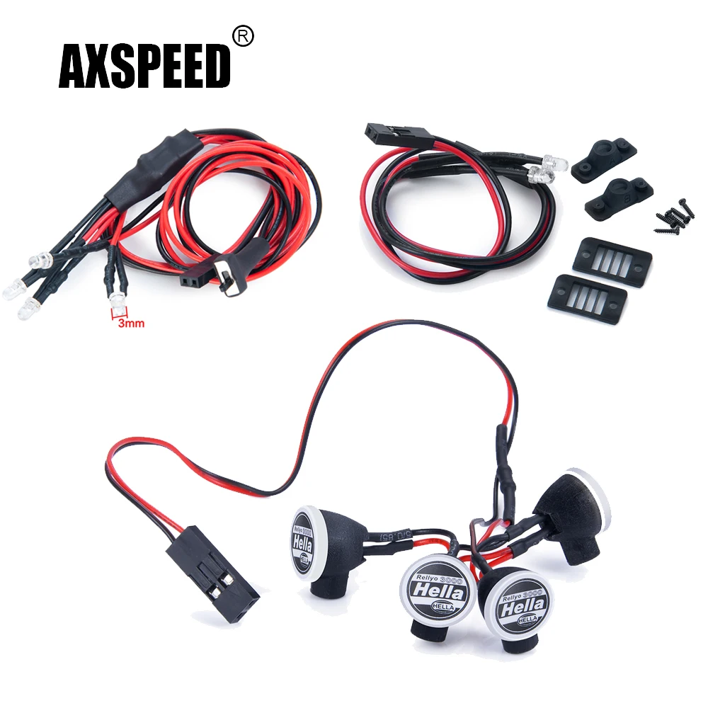 

AXSPEED Bumper Headlight Roof Tail LED Light Set Axial SCX24 AXI00001 C10 1/24 RC Crawler Car Decoration Parts