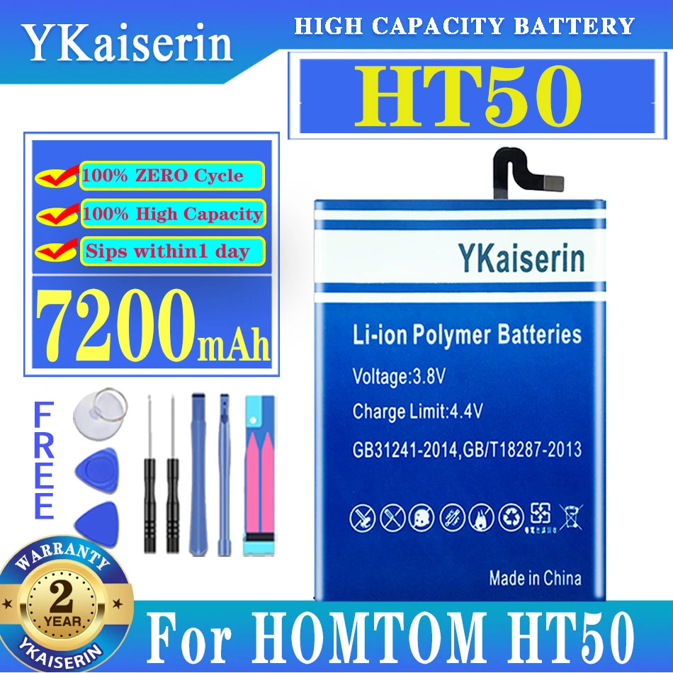 

YKaiserin In Stock High Quality 7200mAh Battery For Homtom HT50 HT 50 Pro HT 50Pro Mobile Phone Replacement + Tracking Number