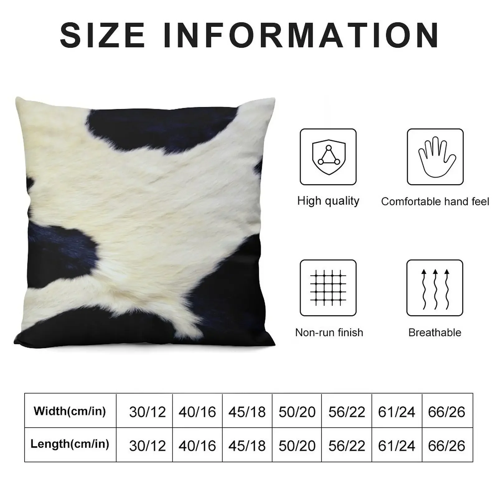 Черно-белый узор коровы (топированный образ меха ТОЛЬКО) Декоративная подушка