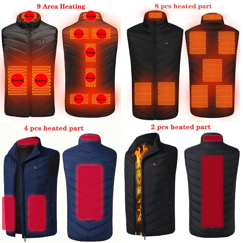 

VIP Heating Vest 2/4/8/9 Zones Heated Vest Men Women Usb Heated Jacket Thermal Clothing Hunting Vest Winter Heating