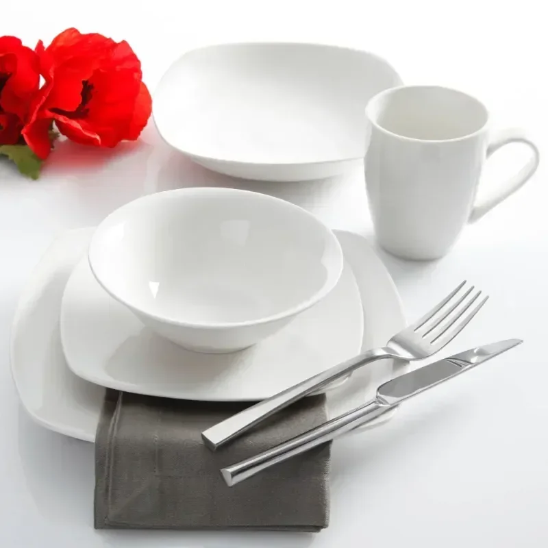 Gibson Home Liberty Hill Set di stoviglie da 30 pezzi piatti per la cena bianchi pranzo in porcellana
