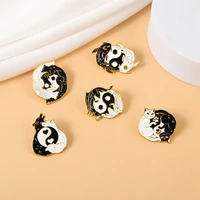creative tai chi yin yang bagua animal enamel pin personalized koi cat wolf dragon brooch badge punk jewelry gifts for friends