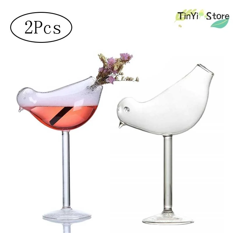 

2Pcs/Set Bird Champagne Glass Creative Molecular Smoked Cocktail Goblet Glasses Party Bar Drinking Cup Wine Juice Cup 150ml