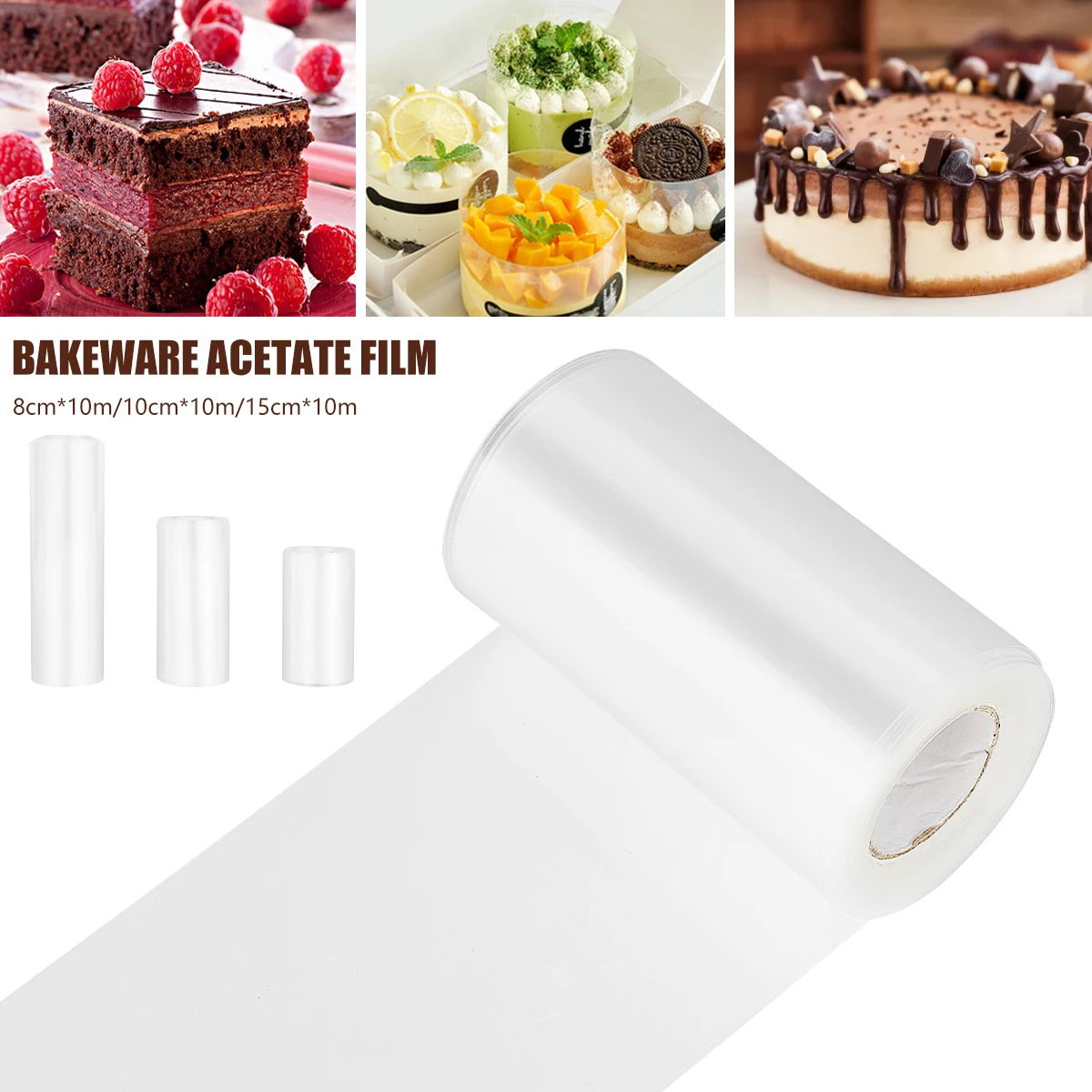 

Acetate Cake Collars Acetate Roll Transparent Cake Film Recyclable Cake Sheets DIY Cake Decorating Crafting for Pudding Dessert
