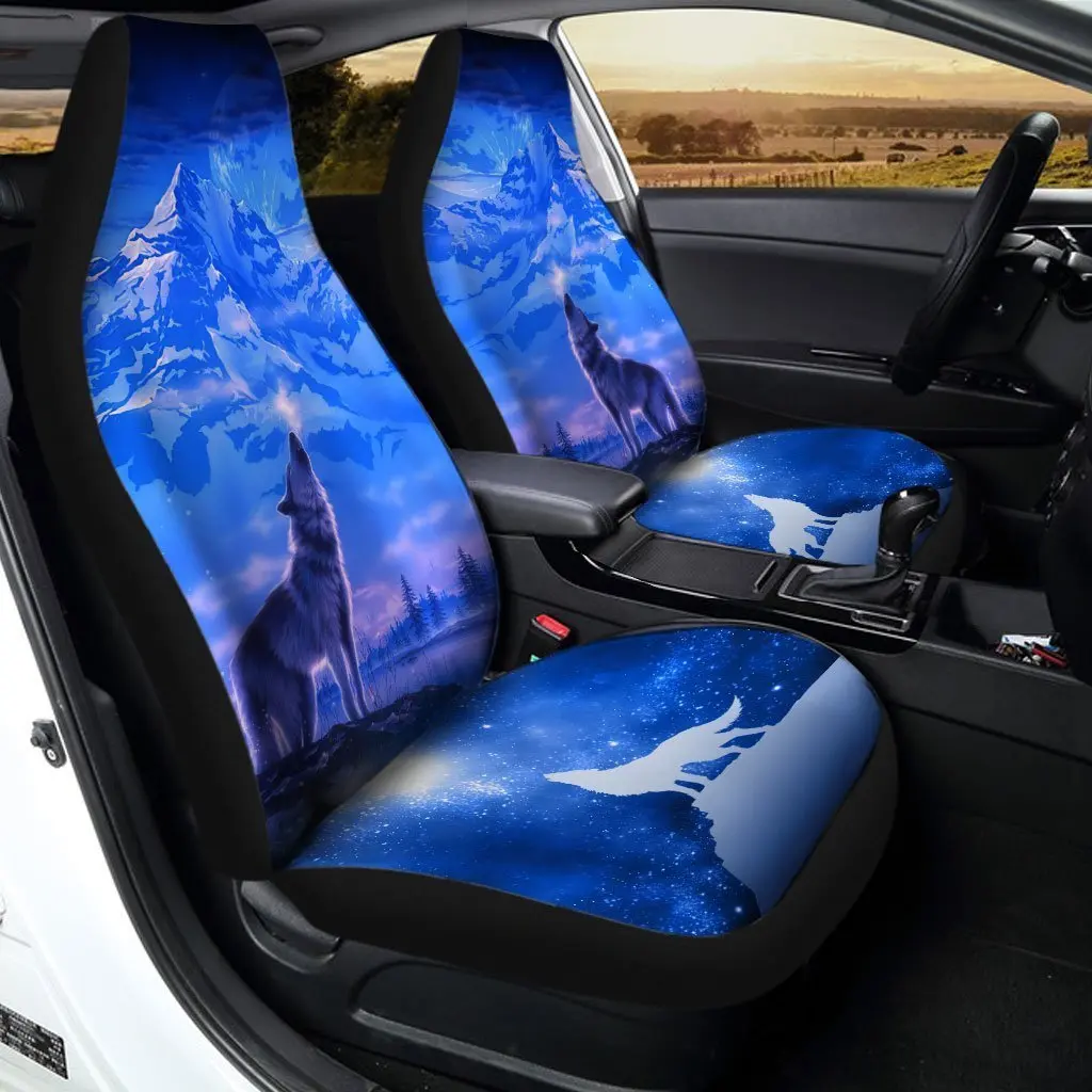 

Snowy Mountain Wolf Car Seat Covers Custom Car Interior Accessories,Pack of 2 Universal Front Seat Protective Cover