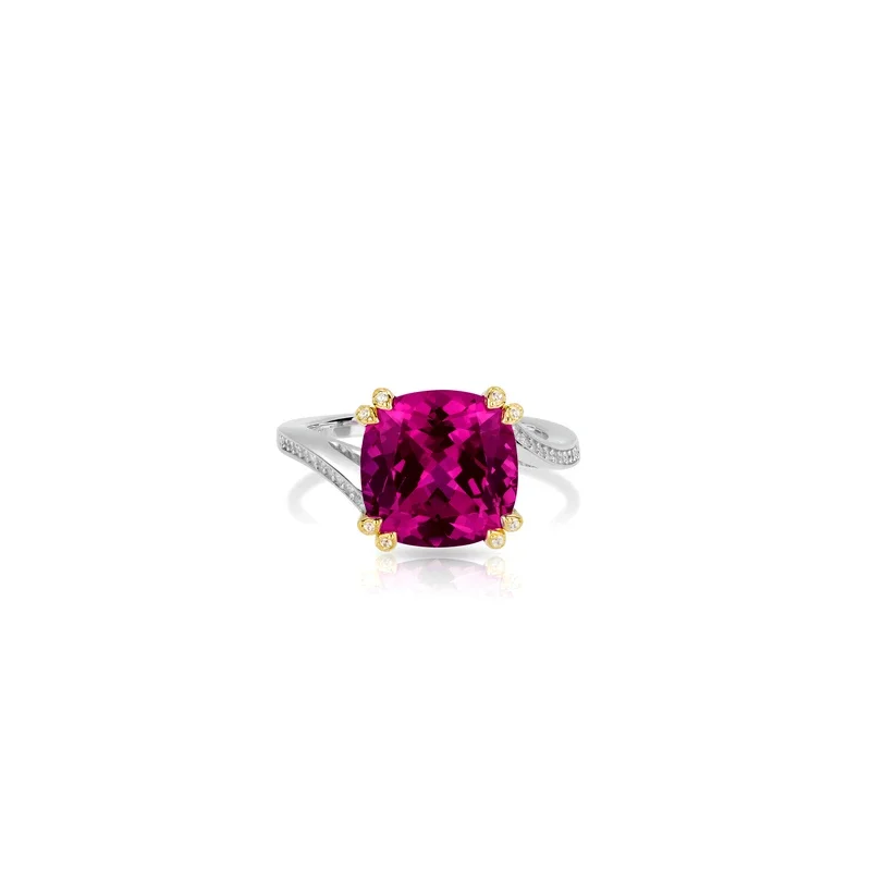 Фото Кольцо CAMEO из серебра 925 пробы с синтетическим цирконом, розово-красное, с крупным квадратным камнем, в винтажной оправе с восемью крапанами, для женщин №3