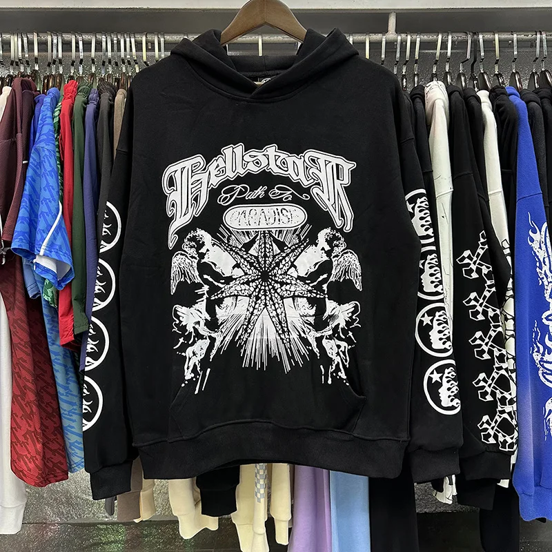 

Повседневные хлопковые Толстовки Hellstar для мужчин и женщин, свободные универсальные уличные пуловеры с надписью лучшего качества, свитшоты