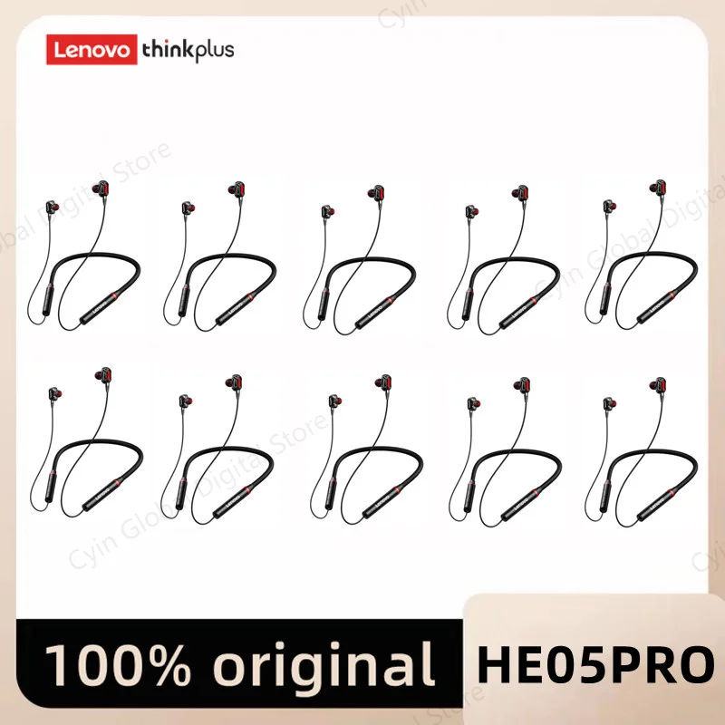 

Lenovo HE05 PRO Neckband Bluetooth Earphones Magnetic Sports Waterproof Earbuds Long Life Headphones 5/10PCS Wholesale headset