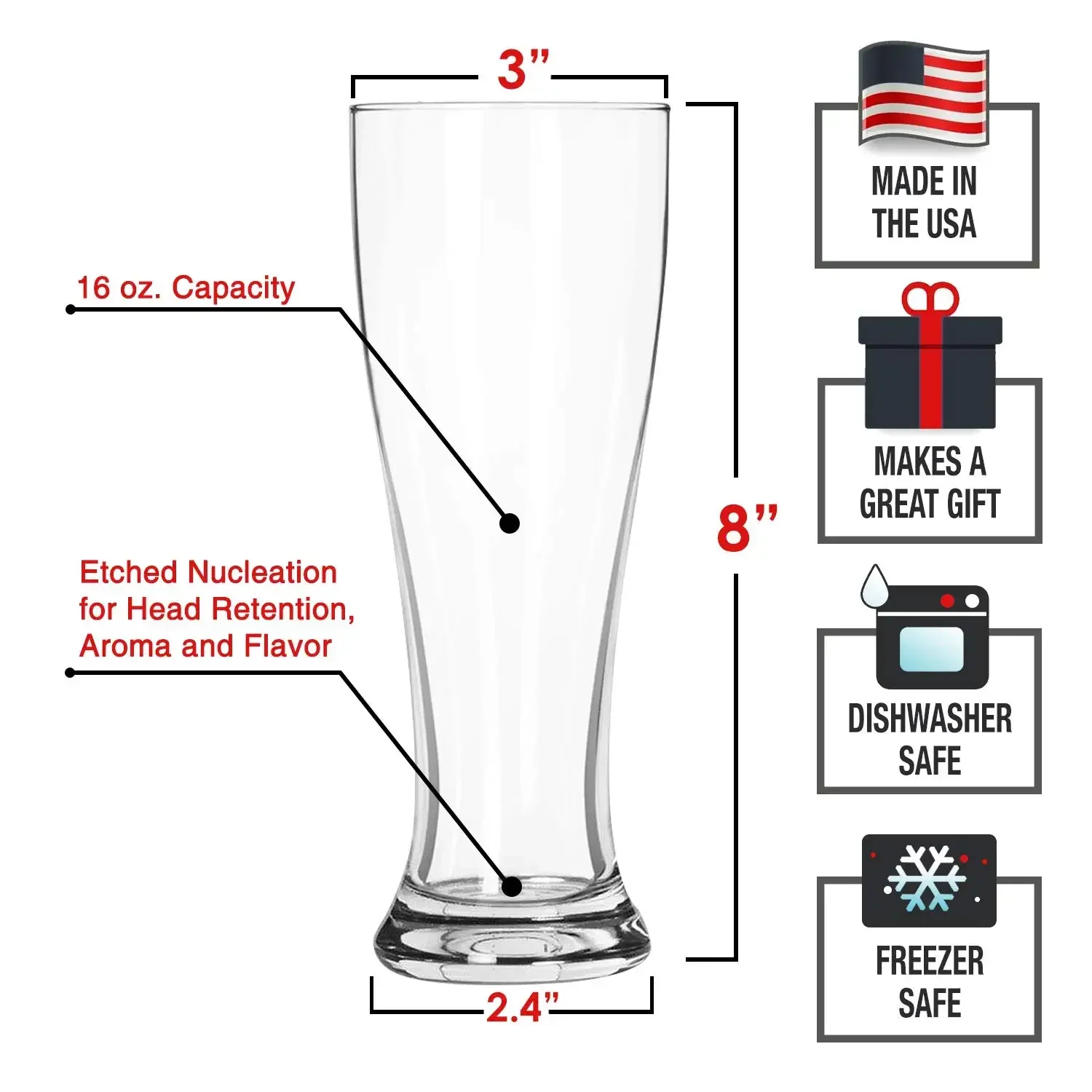 Прозрачная пивная кружка с высокой талией 450 мл