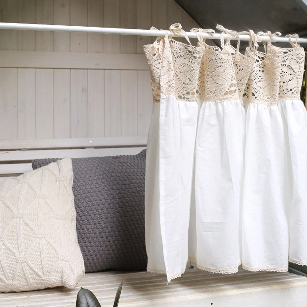 

1Pc Simple Window Curtain Short Curtain Decorative Half Curtain White