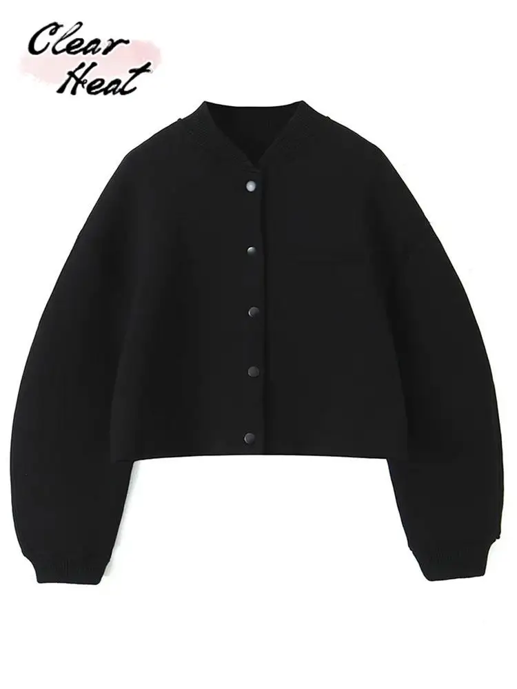 

Осенняя Женская куртка, однотонная однобортная Свободная Женская куртка с длинным рукавом и карманами, универсальная женская Повседневная Верхняя одежда с V-образным вырезом